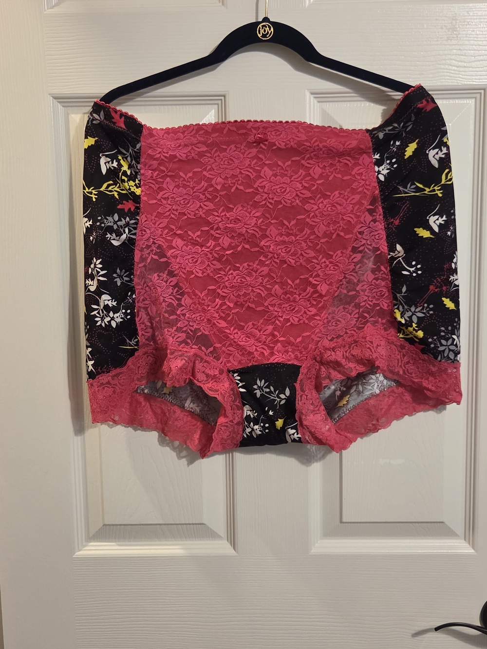 Brand New 4XL High-Waist Floral Lace Shaping Briefs - Hot Pink